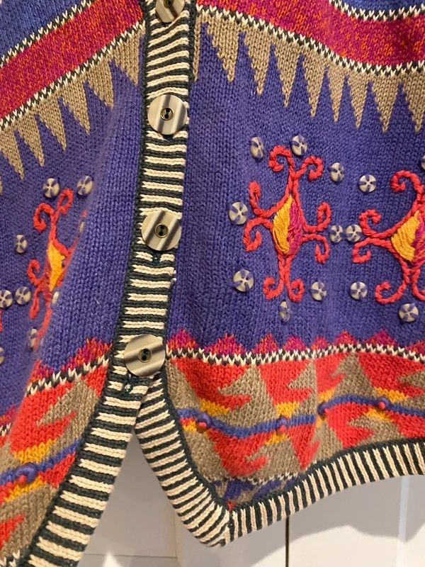 Vintage Secrets Sun Prints Patterned Knit Vest Medium 90s