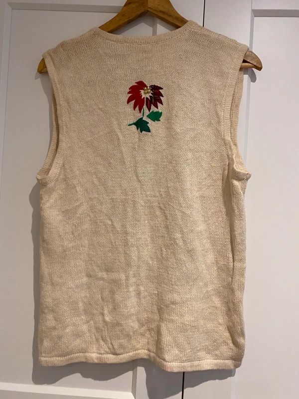 Vintage Bobbie Brooks Floral Embellished Knit Vest S