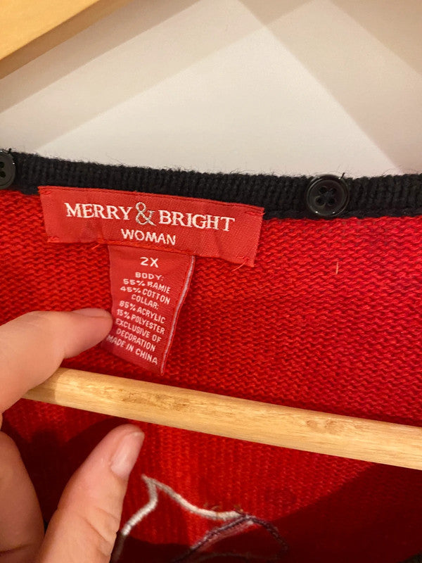 Merry & Bright Christmas Sweater Vest – Embroidered Shoe Design – Size 2X