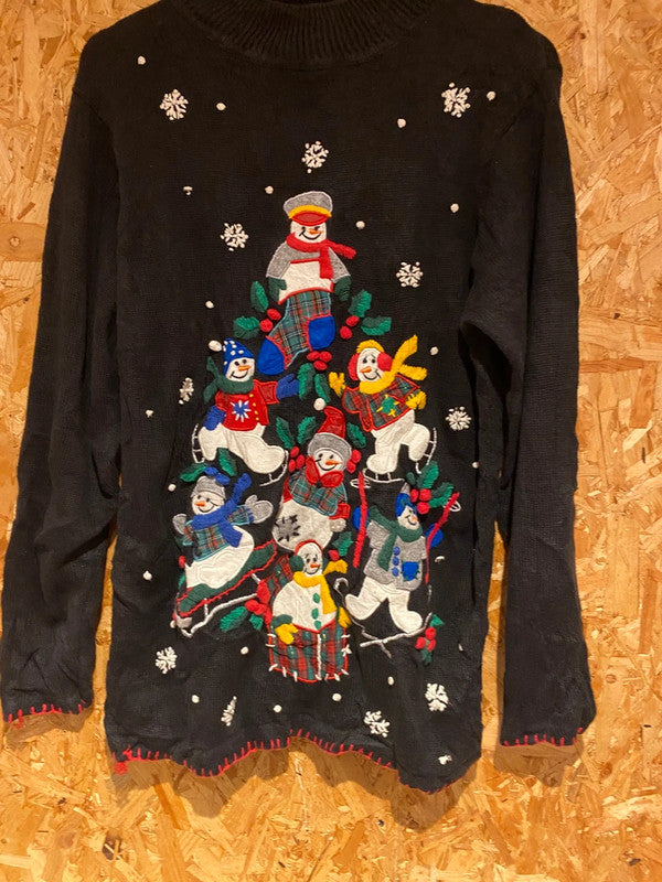 Vintage B P Designs Snowman Christmas Jumper (Fits Like Large)