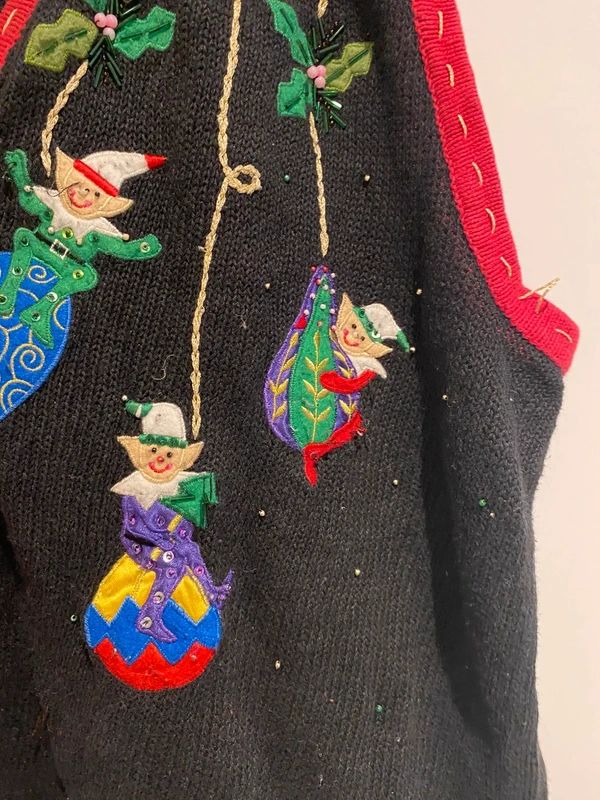 Vintage One Step Up Plus 3X Christmas Elf Knit Vest