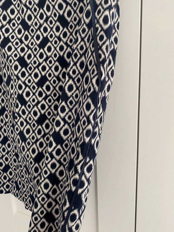 Monsoon Navy & White Geometric Print Skirt – UK 10