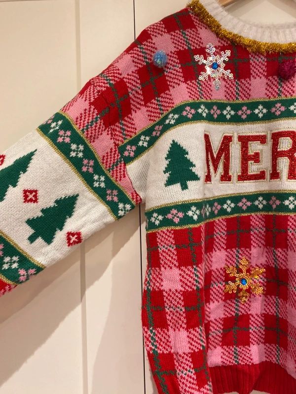 Women’s Christmas Jumper “Merry” Festive Knitted XL (16-18)