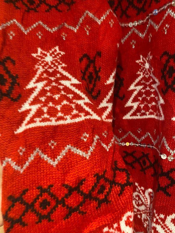 Red Fair Isle Christmas Jumper with Sequins – Festive Knit