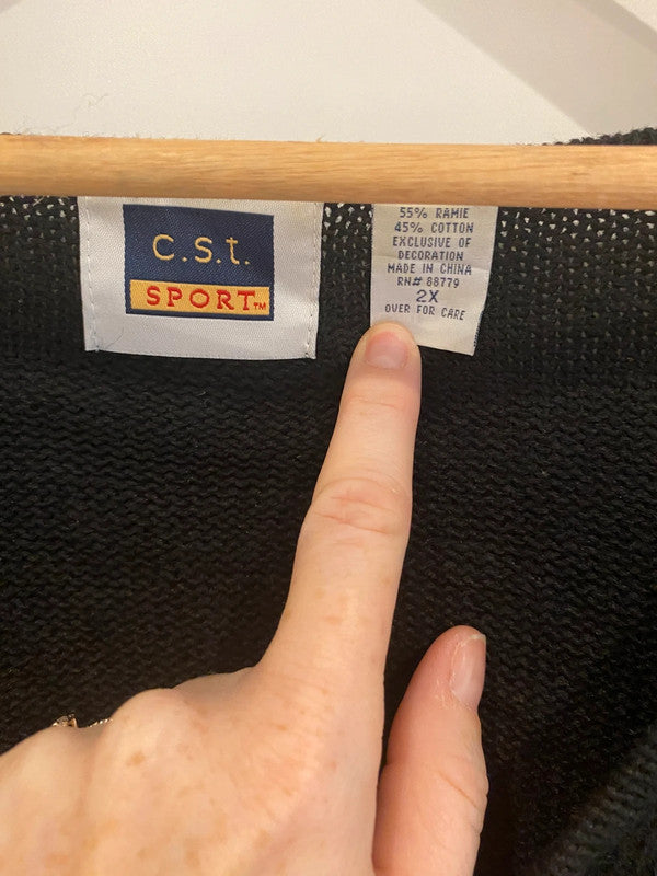 Vintage C.S.T. Sport Christmas Sweater – Snowmen & Mittens – Black – Size 2X