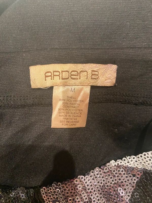 Arden B Sequin Geometric Mini Skirt – Black, Silver & Cream – Size M (UK 10/12)