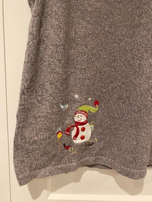 Breckenridge Petite Christmas Snowman Knit Vest Grey UK 16