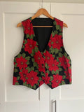 Handmade Reversible-Style Christmas Poinsettia Waistcoat UK 14-16