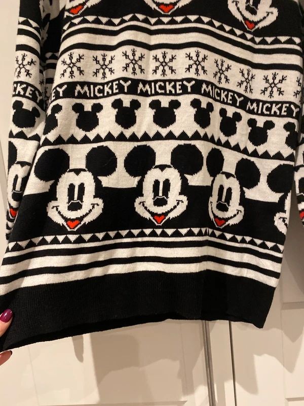 Very Man Mickey Mouse Christmas Jumper Black White Size S/M Disney