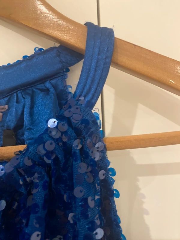 Tahari Blue Sequin Halter Top Party Evening UK 10