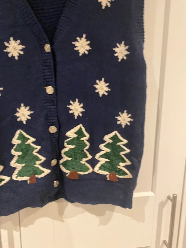 Laura Gayle Christmas Tree Knit Vest Navy Size L Fits UK 16-18