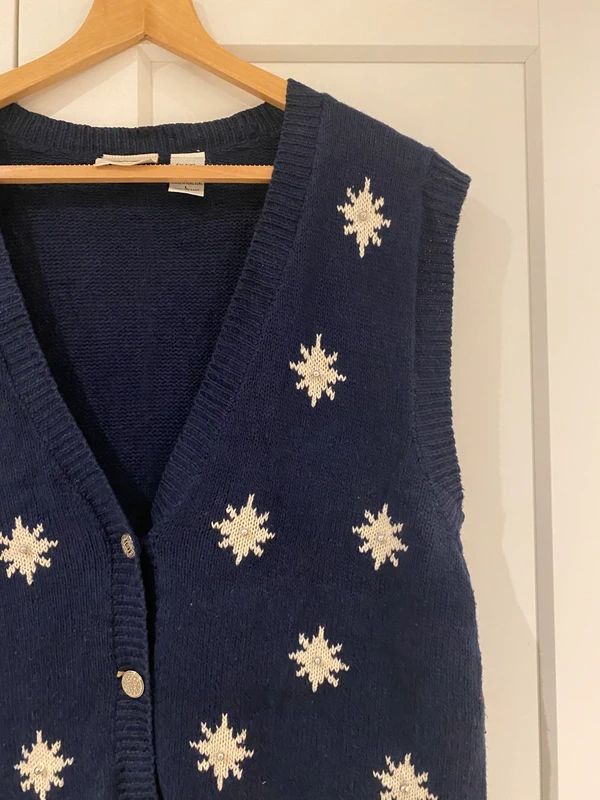 Laura Gayle Christmas Tree Knit Vest Navy Size L Fits UK 16-18