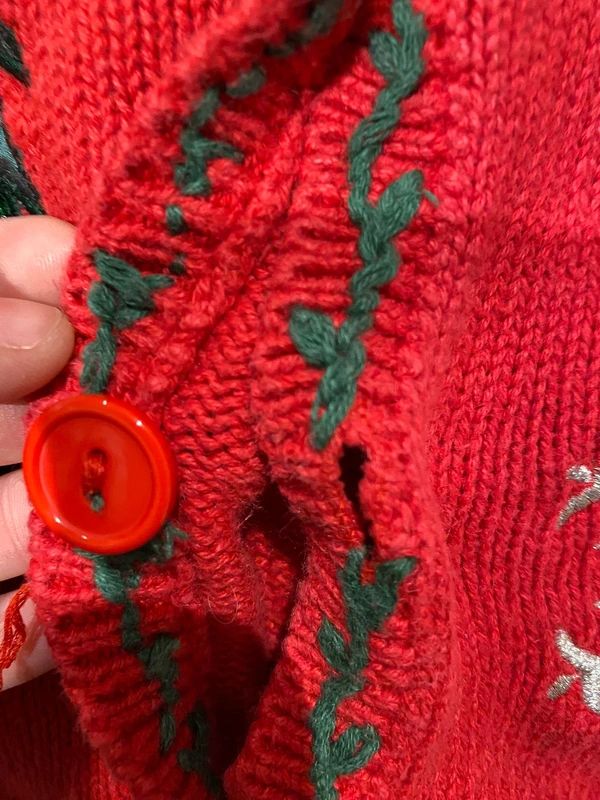 Vintage Christmas Vest Red Knit Nutcracker Xmas Trees Medium