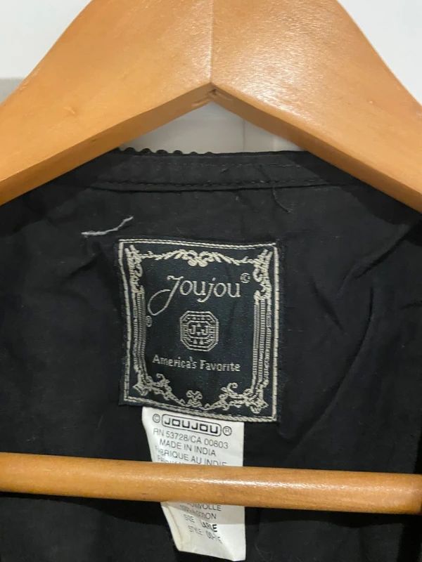 Vintage JouJou Black Beaded Crochet Waistcoat Boho Festival Vest UK 8