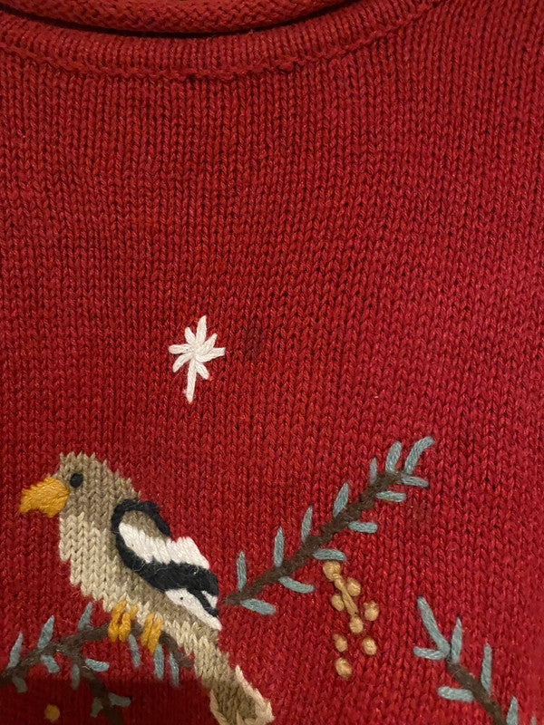 Vintage C.J. Banks Hand-Embroidered Bird Sweater – Burgundy – Size 2X