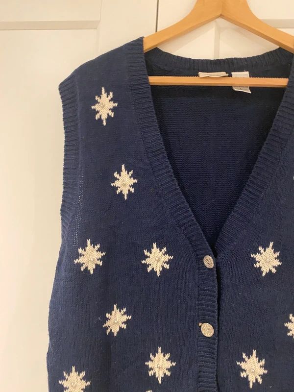 Laura Gayle Christmas Tree Knit Vest Navy Size L Fits UK 16-18