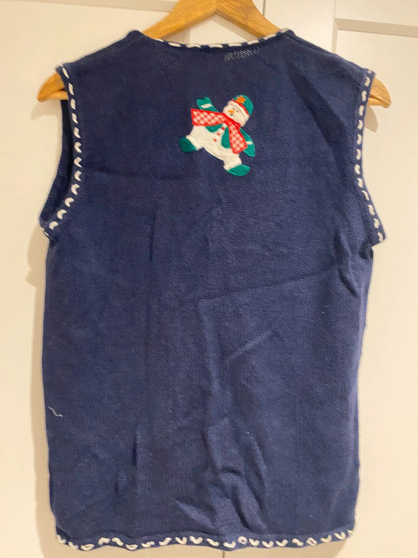 Bobbie Brooks Vintage Christmas Snowman Knit Vest | Fits UK 8 | Festive